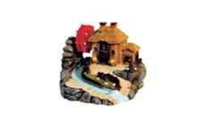 "QIAN HU" - Декорация за аквариум - Къща с движещо се воденично колело