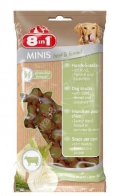 8in1 Minis – лакомство за кучета с говеждо месо и копър 100 гр