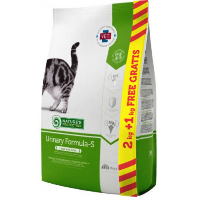 Храна за коте Nature`s Protection Urinary Formula-S /законтрол на pH на урината/ 2 кг.+1 кг. ГРАТИС