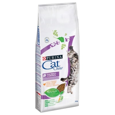 Суха храна за котки Purina Cat Chow Adult Special Care Hairball Control, срещу образуването на космени топки в стомаха, две разфасовки