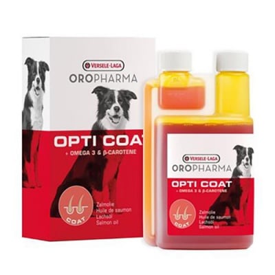 Opti Coat - Хранителна добавка за кучета със сьомгово масло и В-каротин за лъскава козина и здрава кожа