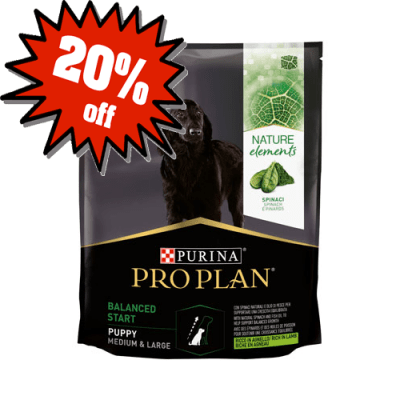 Суха храна за малки кученца от средни и едри породи Pro Plan Dog Nature Elements Medium & Large Puppy, с агнешко, спанак и рибено масло, три разфасовки