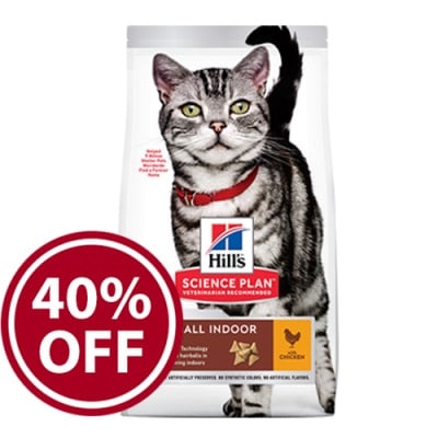 Hill's Science Plan Adult Hairball & Indoor с пиле  - Балансирана храна за котки за намаляване образуването на космени топки -  три разфасовки