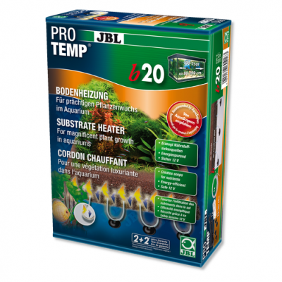 JBL ProTemp b20 - дънен нагревател, 2x2м кабел, 20W, за 80-100 см аквариум. Благоприятства образуването на корени и растеж на водните растения