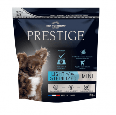 Храна за кучета от дребни породи със склонност към напълняване и/или кастрирани кучета Flatazor Prestige ADULT MINI LIGHT &/OR STERILIZED, три разфасовки