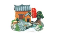 "QIAN HU" - Декорация за аквариум - Мелница с движещо се воденично колело /голяма/