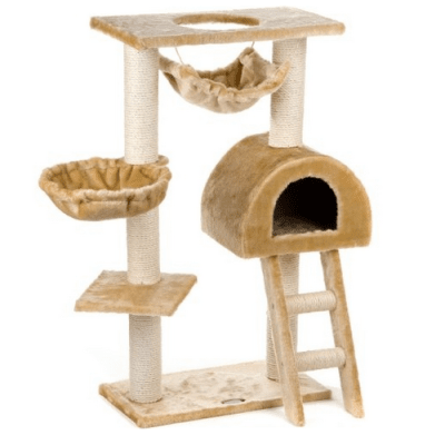 драскало за коте с къща, люлка, легло, стълба и стойка