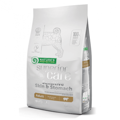 Nature's protection Sensitive Skin & Stomach Lamb Adult Small Breeds с агнешко - за кучета с бяла козина от дребни породи, с чувствителен стомах