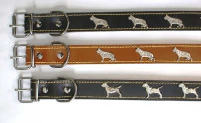 "Miazoo" - Нашийник от естествене кожа с подплата и орнаменти