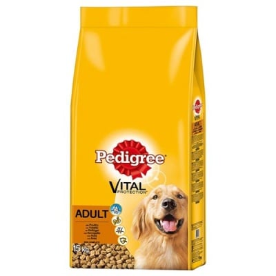 Храна за кучета Pedigree Adult с пиле и зеленчуци за пораснали кучета - три разфасовки