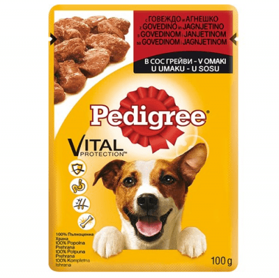 Pedigree - Pouch adult пауч за кучета над 12 месеца, 100 гр - разлчини вкусове