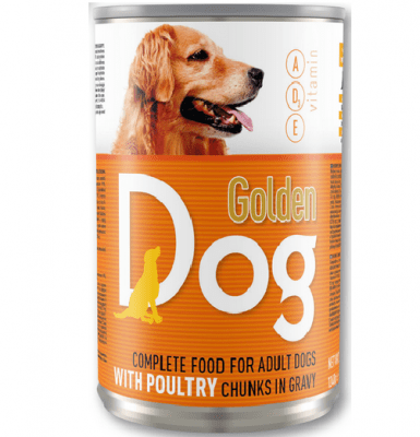Храна за кучета месо в сос Golden Dog, 1240 гр, различни вкусове