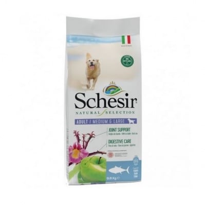 Храна за кучета от средни и едри породи Schesir Natural Selection, с риба тон, две разфасовки