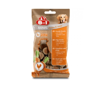 8in1 Minis - Лакомство за кучета с пилишко и моркови 100гр