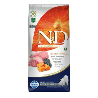 "N&D PUPPY MED&MAXI PUMPKIN" -  Пълноценна храна за подрастващи кученца и бременни или кърмещи кучета