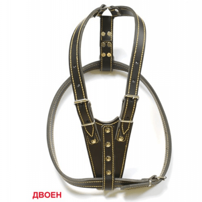 Нагръдник за кучета от много едри породи, двойна кожа с шев - различни цветове