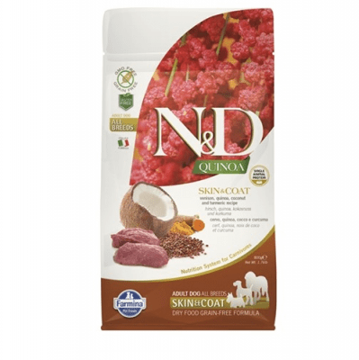 N&D QUINOA SKIN & COAT- Храна с еленско месо за кучета над 1 година с чувствителен стомах