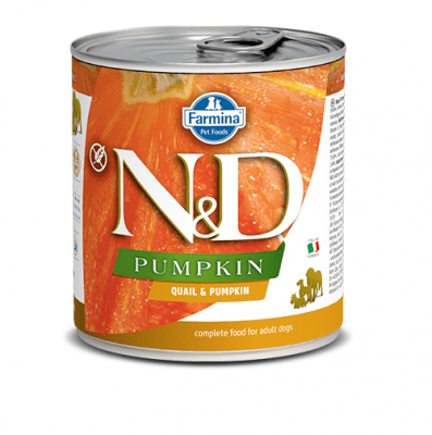 Пълноценна храна за кучета в зряла възраст N&D Pumpkin Quail ПЪДПЪДЪК & ТИКВА - 285гр