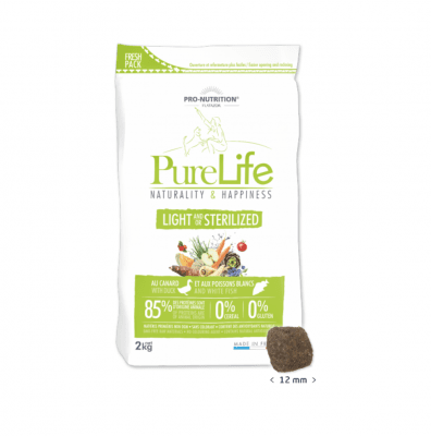 Храна за кучета със склонност към наднормено тегло и/или кастрирани кучета Pro-Nutrition Flatazor PureLife Light/Sterilized, без зърнени храни, две разфасовки
