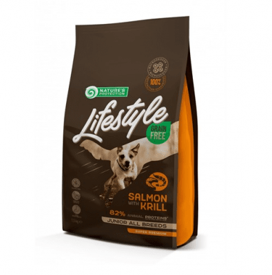 Nature`s Protection GRAIN FREE JUNIOR SALMON WITH KRILL - Пълноценна храна за малки кучета /от 3 до 12 месеца/ без зърно, със сьомга и крил - 1.50кг; 10.00кг