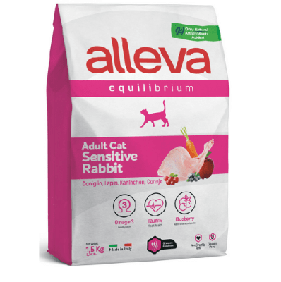 Хранa за възрастни котки със заешко Alleva® Equilibrium Sensitive Rabbit (Adult), 1.5 kg
