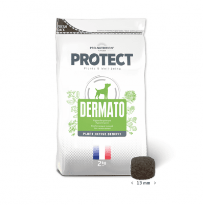 Храна за кучета с дерматологични нарушения Pro-Nutrition Flatazor Protect Dermato, укрепва здравето на кожата, 65% протеини от животински произход, две разфасовки