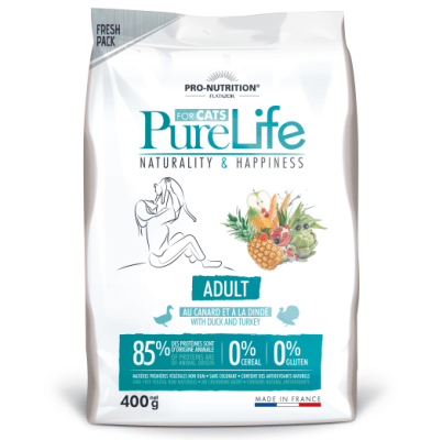 Храна за пораснали котки Flatazor Pure Life Cat ADULT, с патица и пуйка, три разфасовки