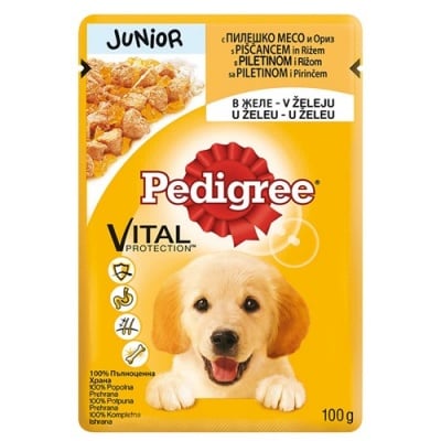 Pedigree - Pouch junior пауч с пилешко месо в желе, за кучета от 1 до 12 месеца, 100 гр.
