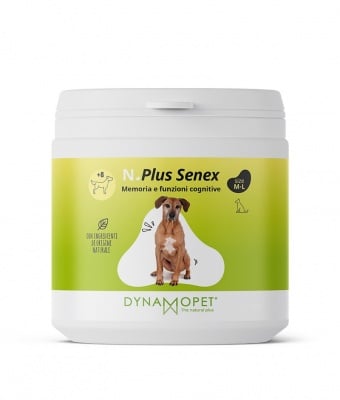 Хранителна добавка за кучета в напреднала възраст в подкрепа  на паметта и когнитивните функции Dynamopet N.PLUS SENEX, 200гр