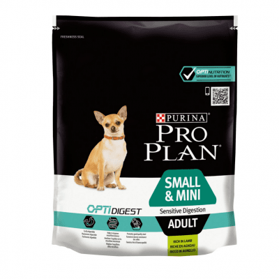 Суха храна за кучета в зряла възраст от дрeбни и мини породи с чувствително храносмилане Pro Plan Small & Mini Sensitive Digestion, с агнешко месо, 3.00кг