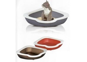 Ъглова котешка тоалетна с борд Fred - различни цветове