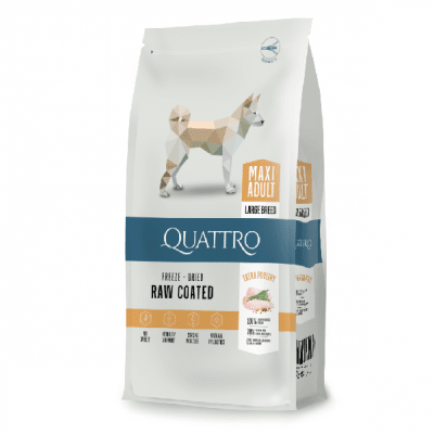 Храна за израснали кучета от едри и гигантски породи, QUAТTRO ADULT MAXI, пилешко, 12 кг