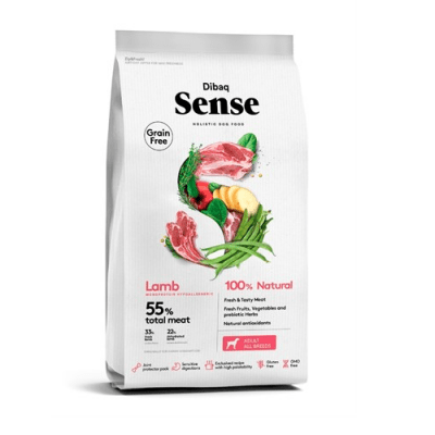 Sense Hypoallergenic - Пълнoценна хипоалергенна и монопротеинова храна за израснали кучета над 1 година от всички породи с прясно агнешко - две разфасовки