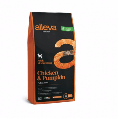 Пълноценна храна за възрастни кучета от средни породи Alleva® Natural, с пиле и тиква, 2.00кг