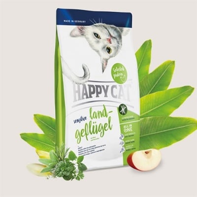 Happy Cat Sensitive – Органично Пилешко,храна подходяща за дългокосмести и родословни котки - три разфасовки