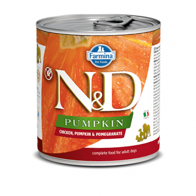 Пълноценна храна за кучета в зряла възраст N&D Pumpkin Chicken&Ponegranate ПИЛЕ, ТИКВА&НАР  - 285гр