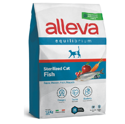 Храна с риба за възрастни кастрирани котки Alleva® Equilibrium Sterilized Fish (Adult), 1.5 kg