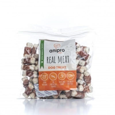 Anipro, пресовани кокали от телешка кожа обвити с патешко месо, 5 см, 1 кг