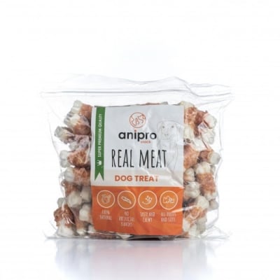 Anipro, пресовани кокали от телешка кожа обвити с пилешко месо, 5 см, 1 кг