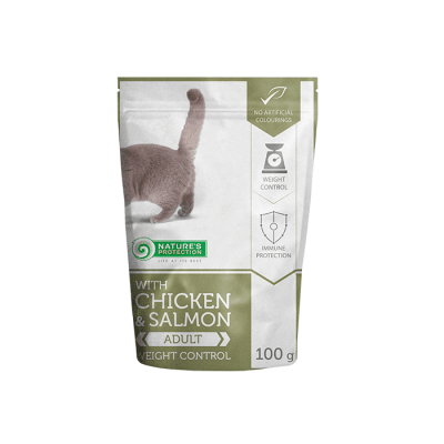 Chicken & Salmon Weight Control, Пауч с пиле и сьомга за израснали котки, 100 гр