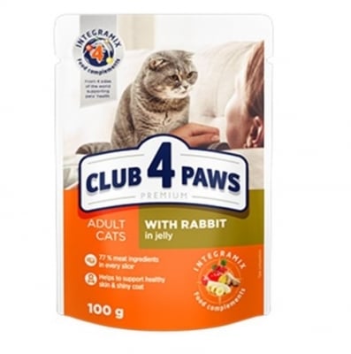 Club 4 Paws, Пауч за коте, Заек в желе, 100 гр