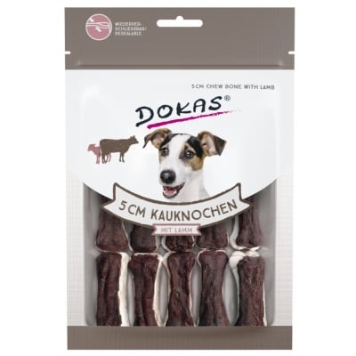 Dokas, 5 см кожен кокал за куче с агнешко, 12 бр.