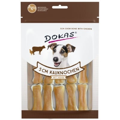 Dokas, 5 см кожен кокал за куче с пиле, 12 бр