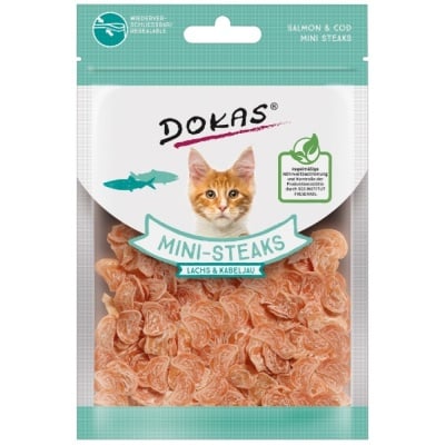 Dokas, Лакомства за котки, Мини пържоли Сьомга и треска, 25гр
