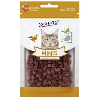 Dokas, Лакомства за котки, Мини патешки гърди и сьомга, 30гр