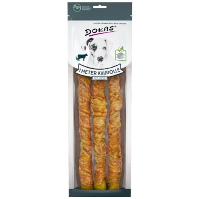 Dokas, Лакомства за куче, 1 метър дъвчаща пръчка с пиле