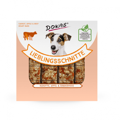 Dokas, Лакомство за куче, Бар от моркови, ябълки и говеждо месо, 4х20гр