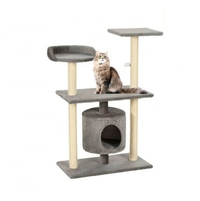 Драскало за коте, с къщичка, три стойки и играчка мишка, 95см