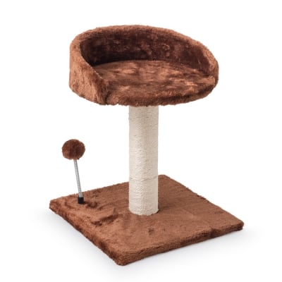 Драскало за котки КАФЕ, основа - 32х32 см, H 40 см., с легло и топче на пружина 