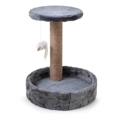 Драскало за котки КЛАСИК, основа - легло Ф36 см, H 30 см., с мишка